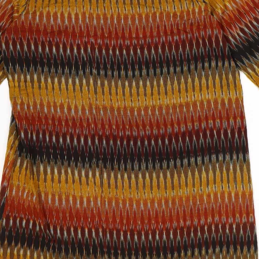 Nomad Womens Multicoloured Geometric 100% Cotton A-Line Size 14 Round Neck Pullover