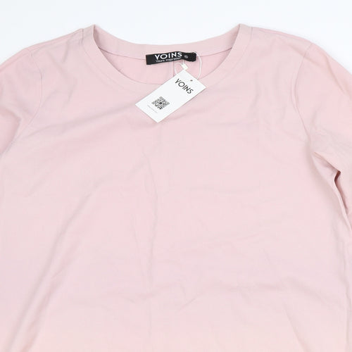 Yonis Womens Pink Polyester A-Line Size XL Round Neck Pullover