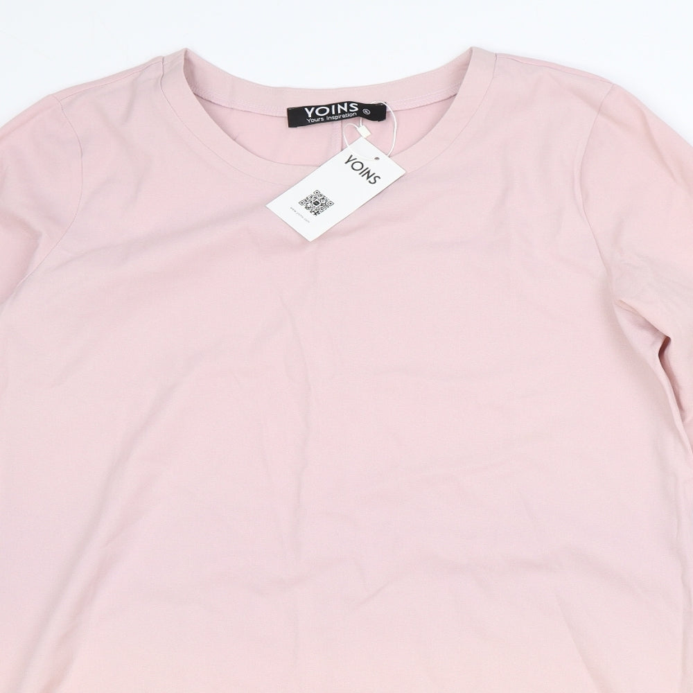 Yonis Womens Pink Polyester A-Line Size XL Round Neck Pullover