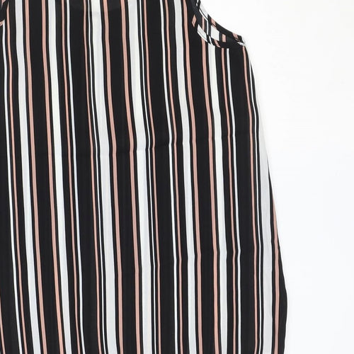 Atmosphere Womens Black Striped Polyester Basic Tank Size 8 Scoop Neck