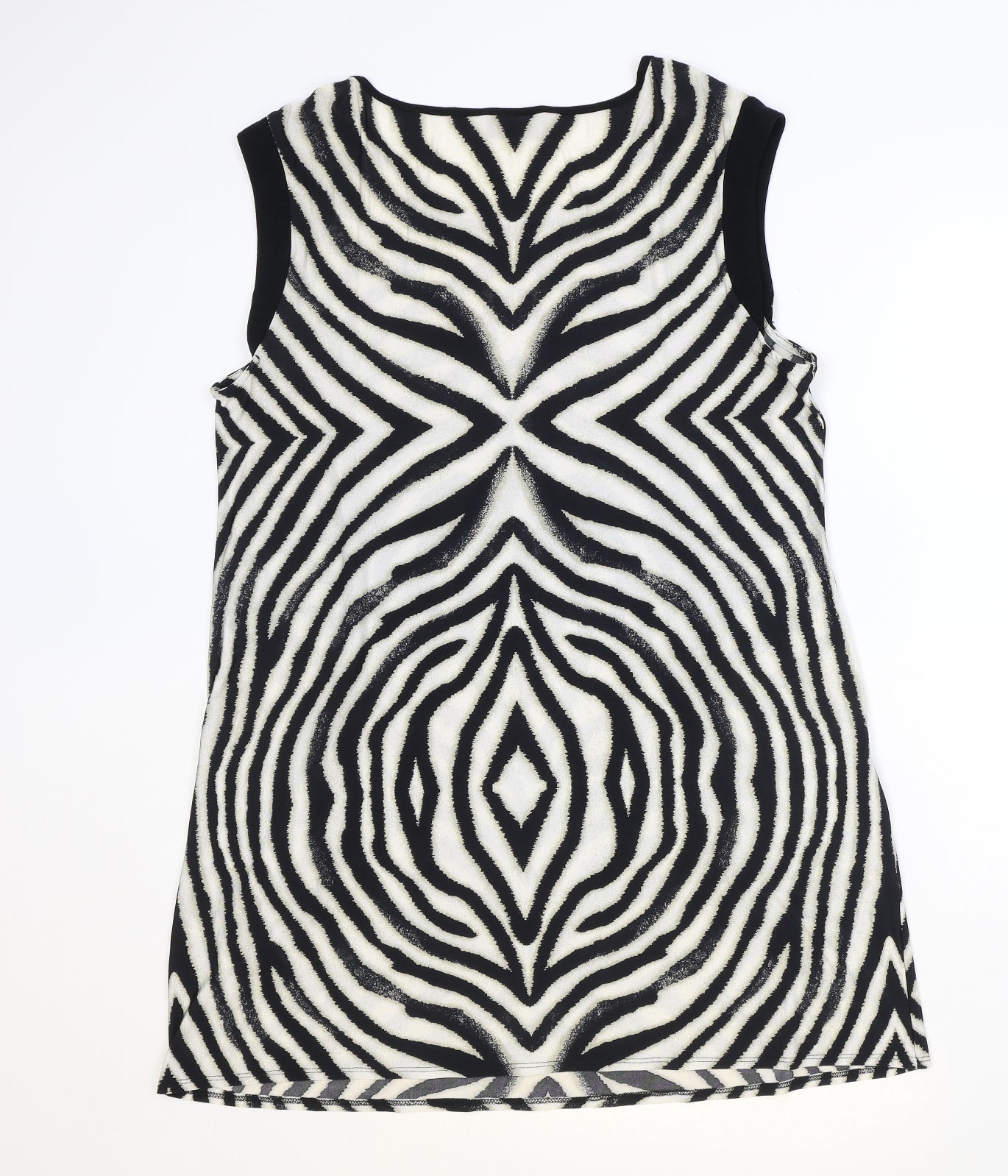 Wallis Womens Black Geometric Polyester A-Line Size L Round Neck Pullover