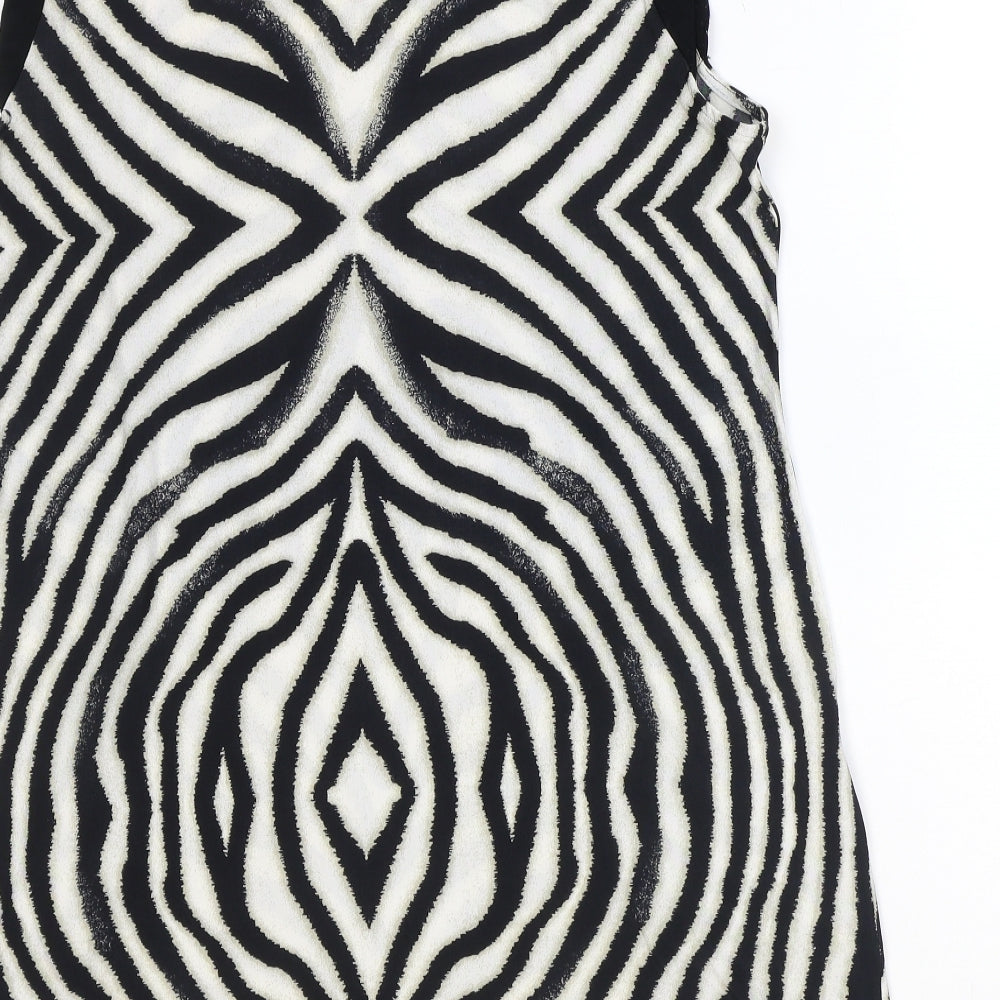 Wallis Womens Black Geometric Polyester A-Line Size L Round Neck Pullover