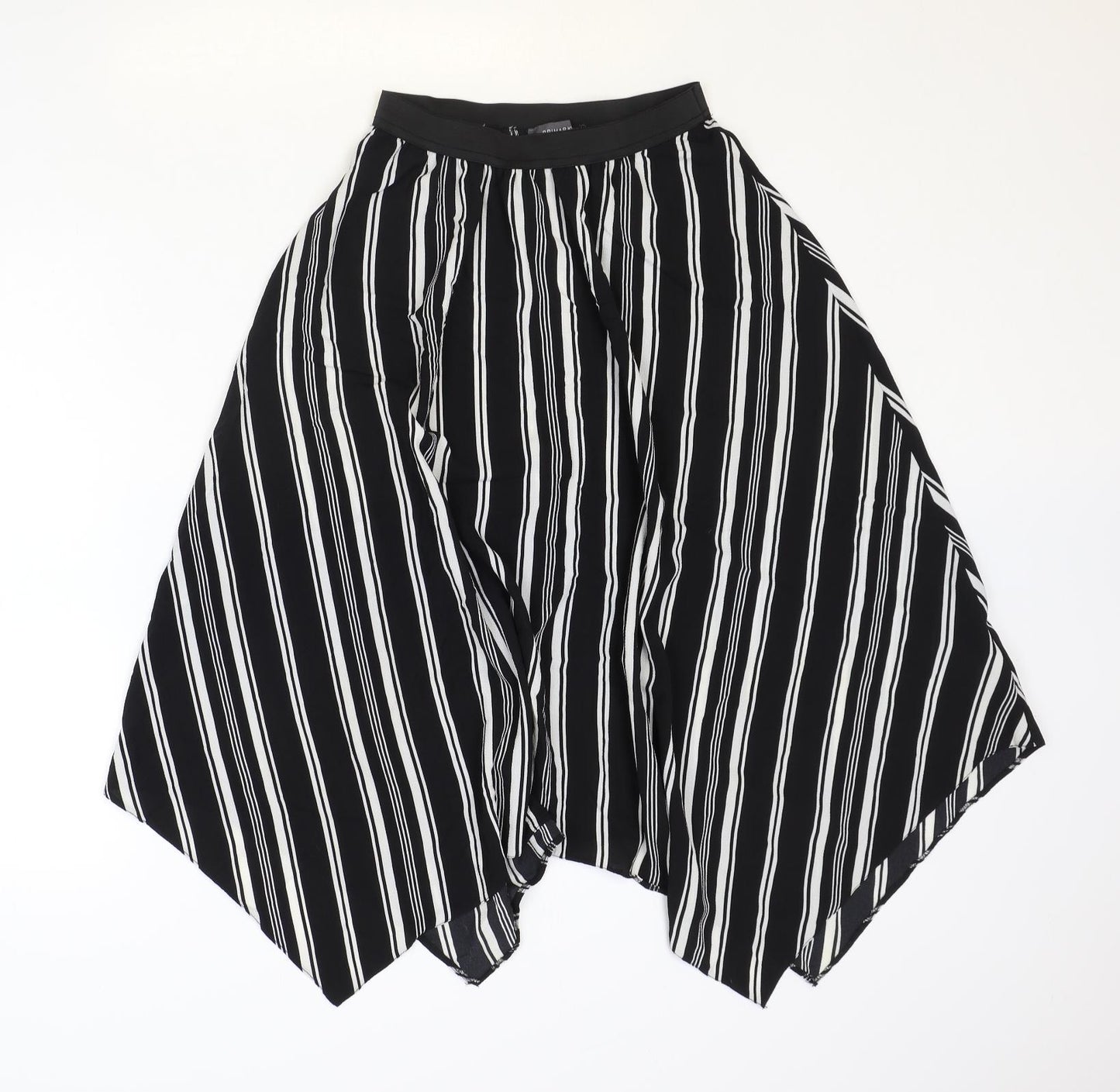 Primark Womens Black Striped Polyester Swing Skirt Size 10