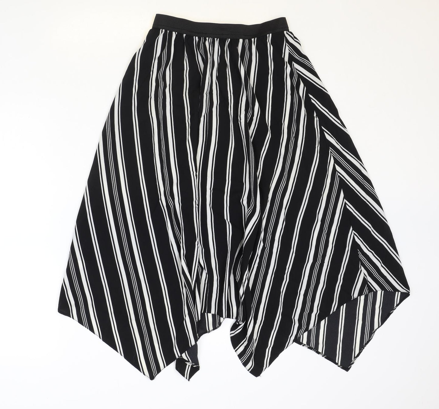 Primark Womens Black Striped Polyester Swing Skirt Size 10