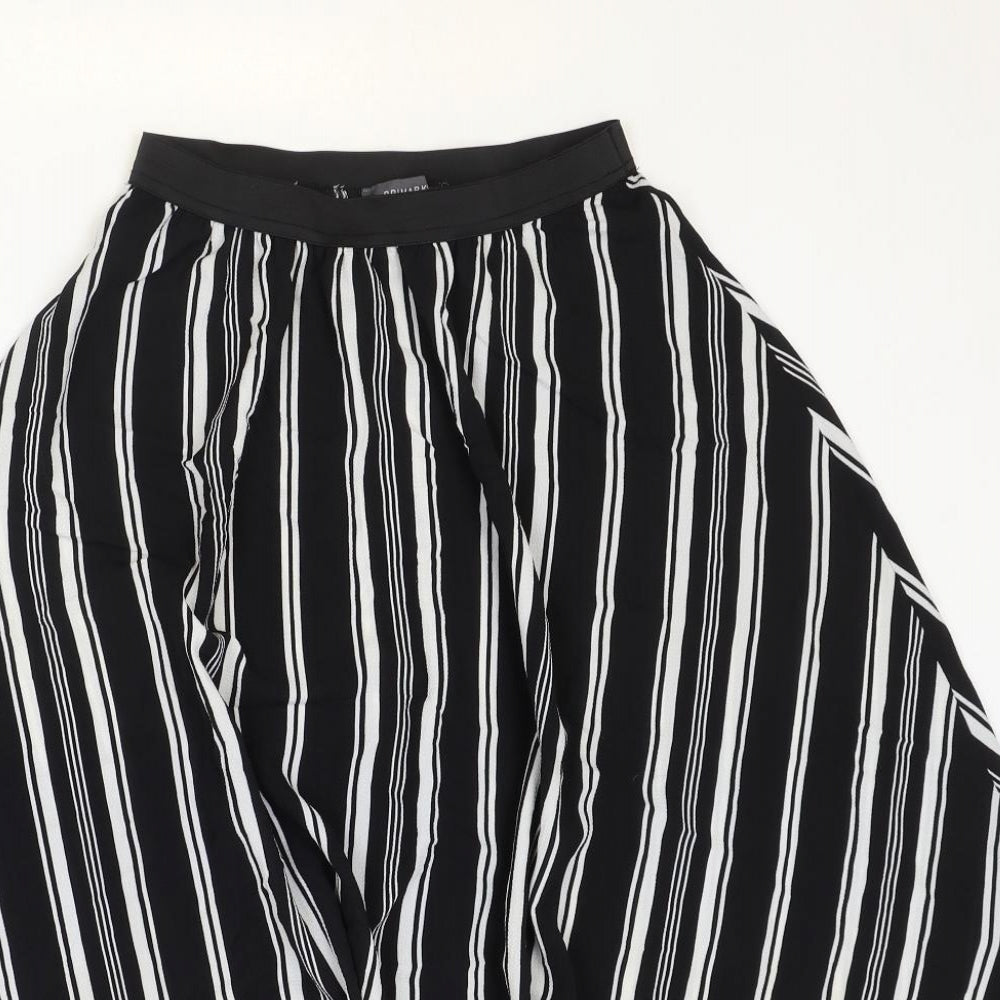 Primark Womens Black Striped Polyester Swing Skirt Size 10