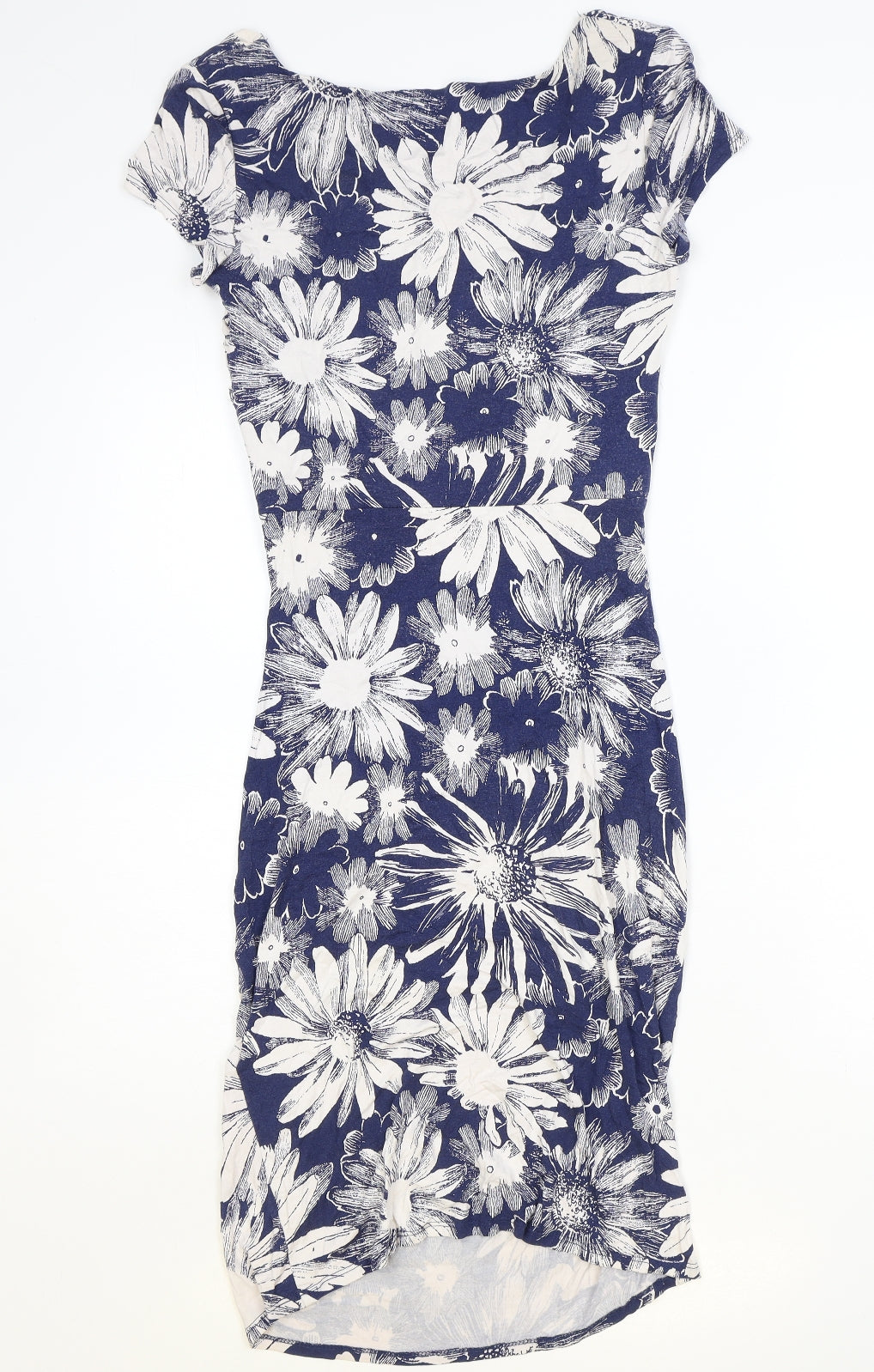 Phase Eight Womens Blue Floral Viscose A-Line Size 10 Round Neck Pullover