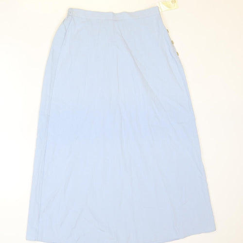 Simply Classic Womens Blue Polyester Peasant Skirt Size 12 Button