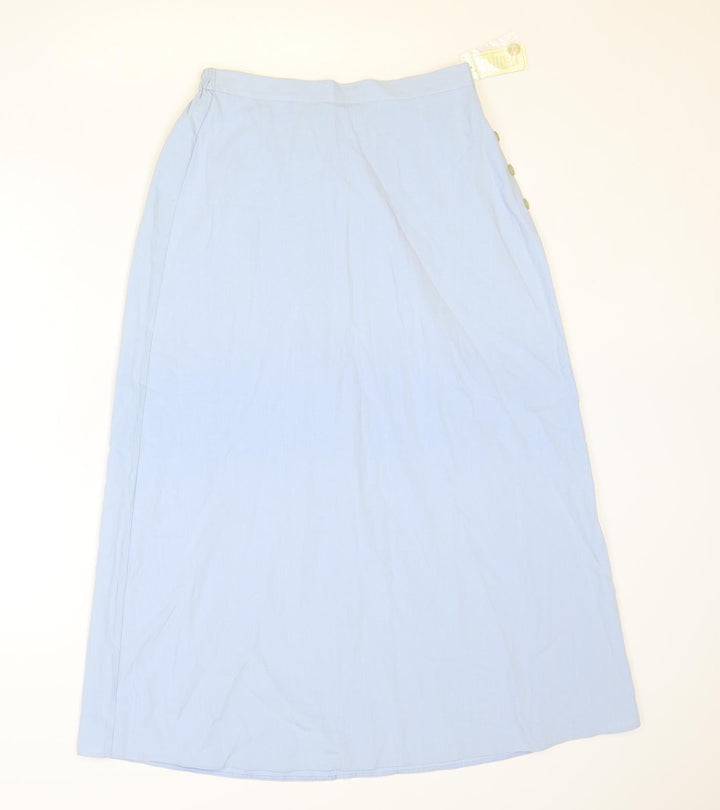 Simply Classic Womens Blue Polyester Peasant Skirt Size 12 Button
