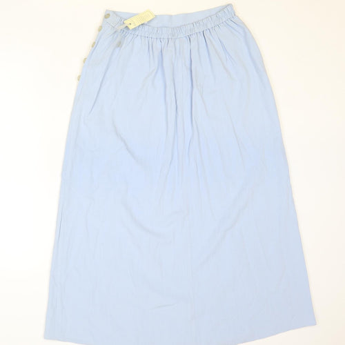 Simply Classic Womens Blue Polyester Peasant Skirt Size 12 Button