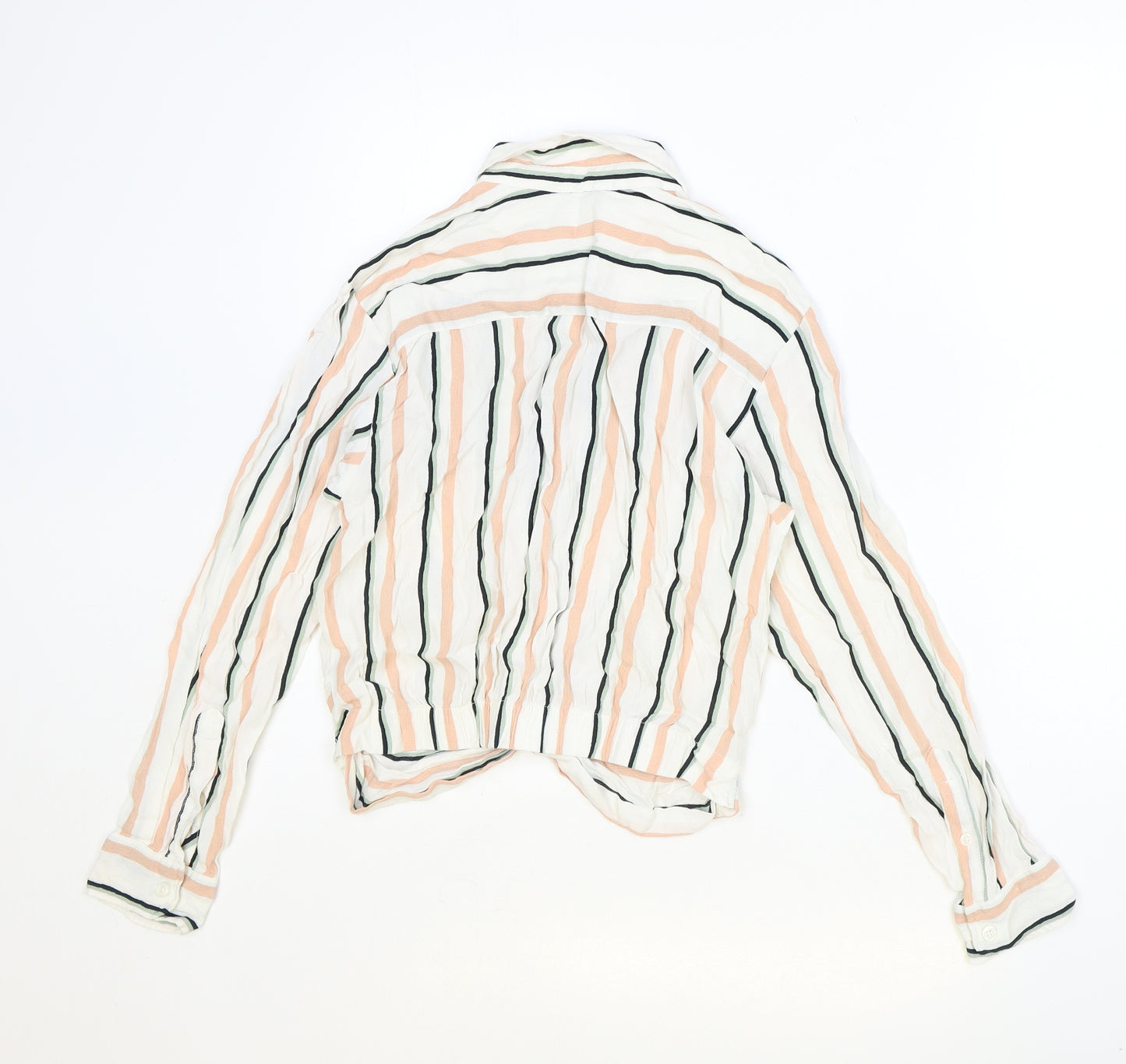 Abercrombie & Fitch Womens Multicoloured Striped Viscose Basic Button-Up Size S Collared - Knot Front