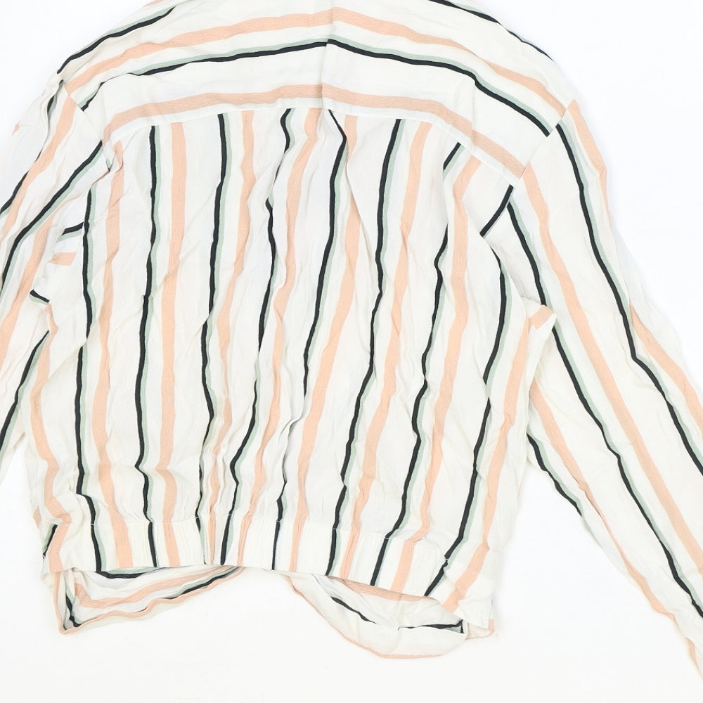 Abercrombie & Fitch Womens Multicoloured Striped Viscose Basic Button-Up Size S Collared - Knot Front