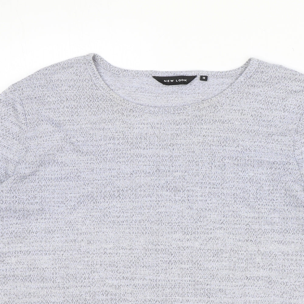 New Look Womens Blue Polyester Basic Blouse Size 10 Scoop Neck