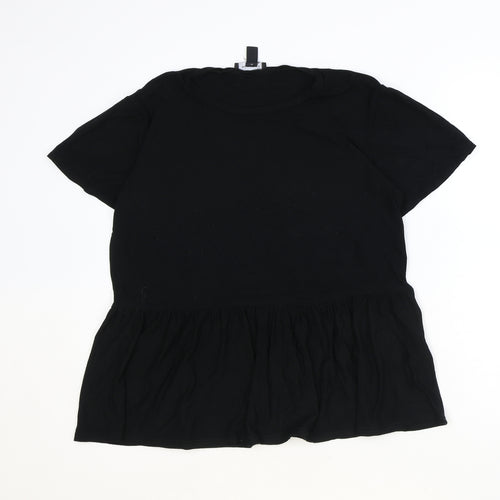New Look Womens Black Viscose Basic T-Shirt Size 12 Scoop Neck - Smock