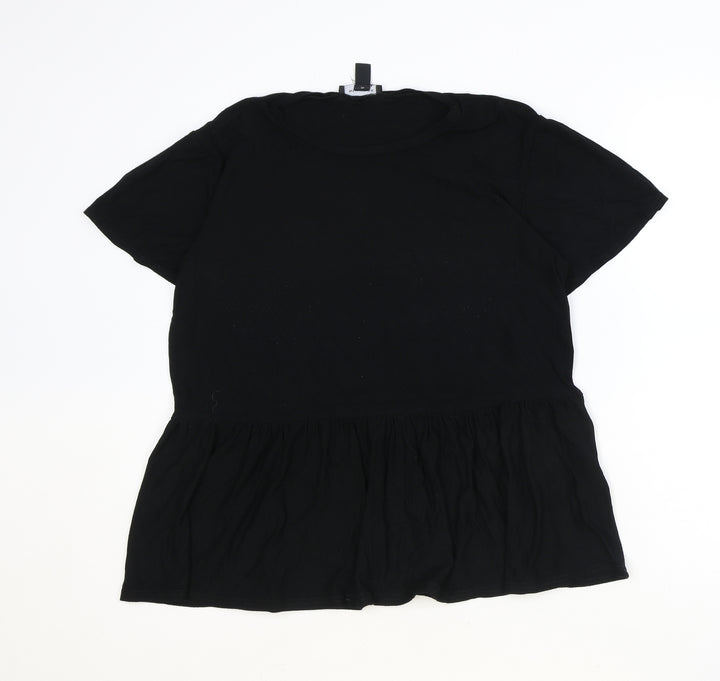 New Look Womens Black Viscose Basic T-Shirt Size 12 Scoop Neck - Smock
