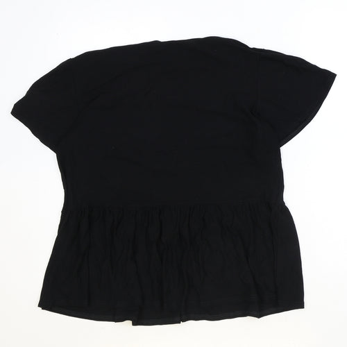 New Look Womens Black Viscose Basic T-Shirt Size 12 Scoop Neck - Smock