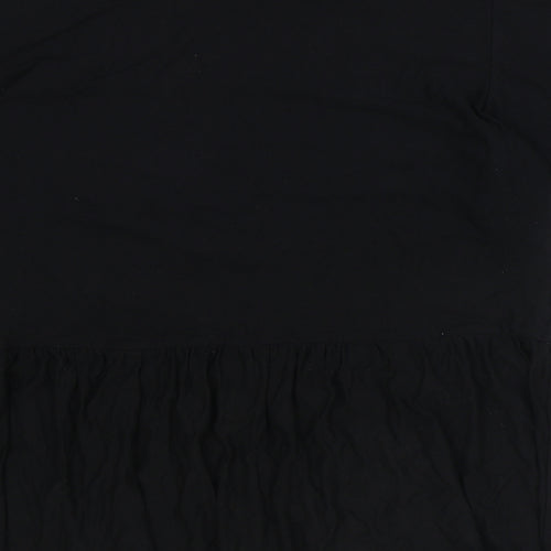 New Look Womens Black Viscose Basic T-Shirt Size 12 Scoop Neck - Smock