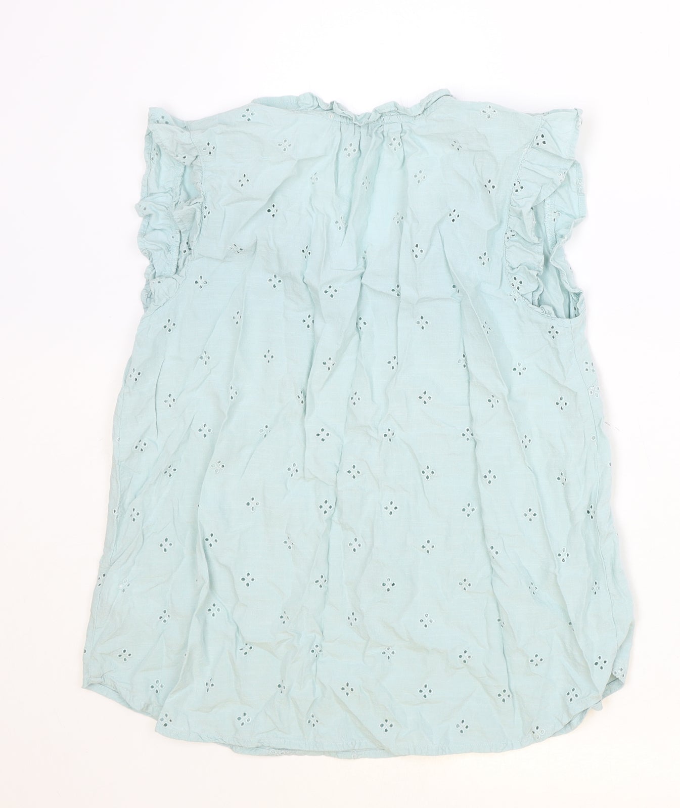 F&F Womens Blue Viscose Basic Tank Size 14 V-Neck - Broderie Anglaise