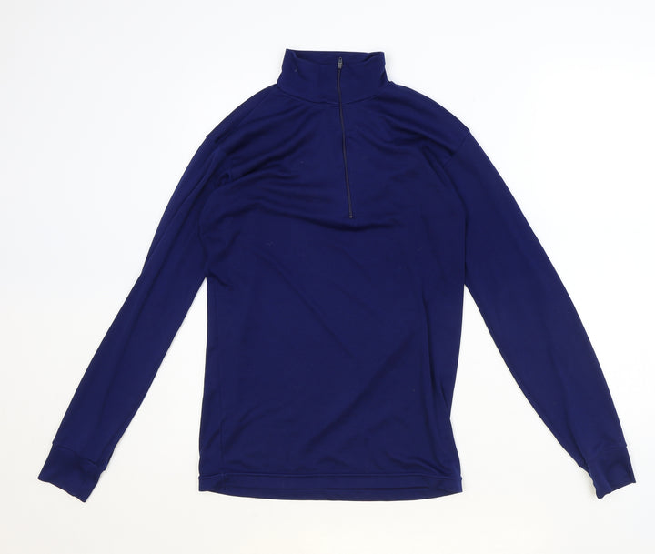 Preworn Womens Blue Polyester Pullover Sweatshirt Size M Zip