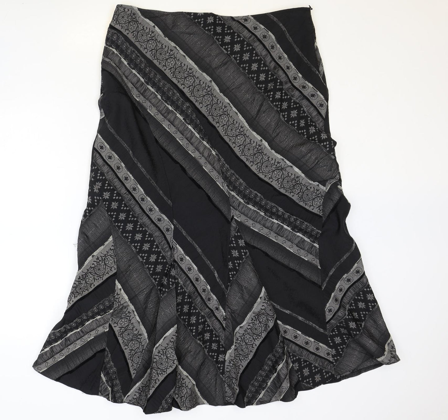 George Womens Black Geometric Polyester Swing Skirt Size 18 Zip
