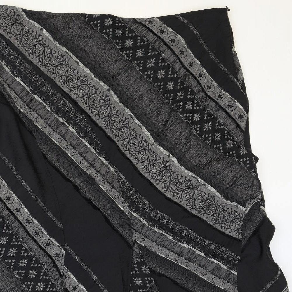 George Womens Black Geometric Polyester Swing Skirt Size 18 Zip
