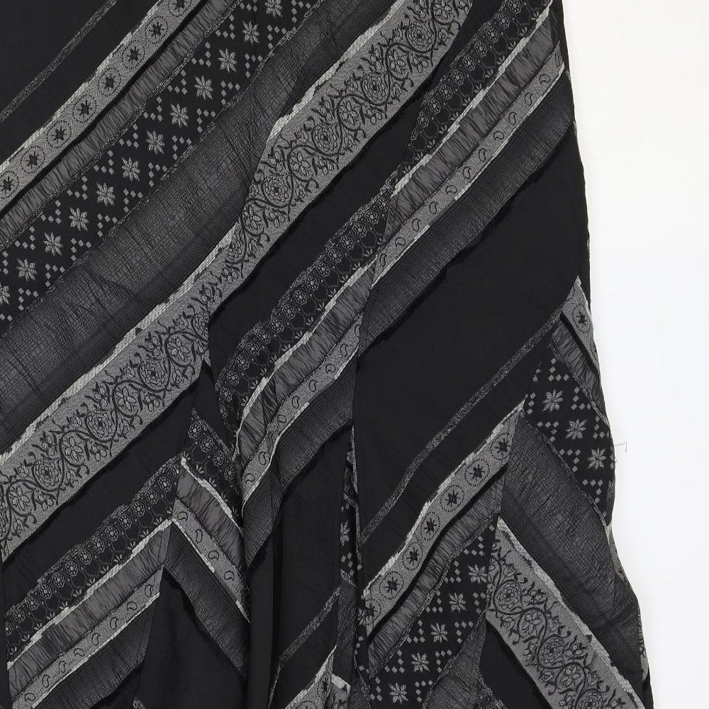 George Womens Black Geometric Polyester Swing Skirt Size 18 Zip