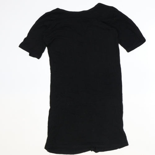 PRETTYLITTLETHING Womens Black Polyester A-Line Size 10 V-Neck Pullover
