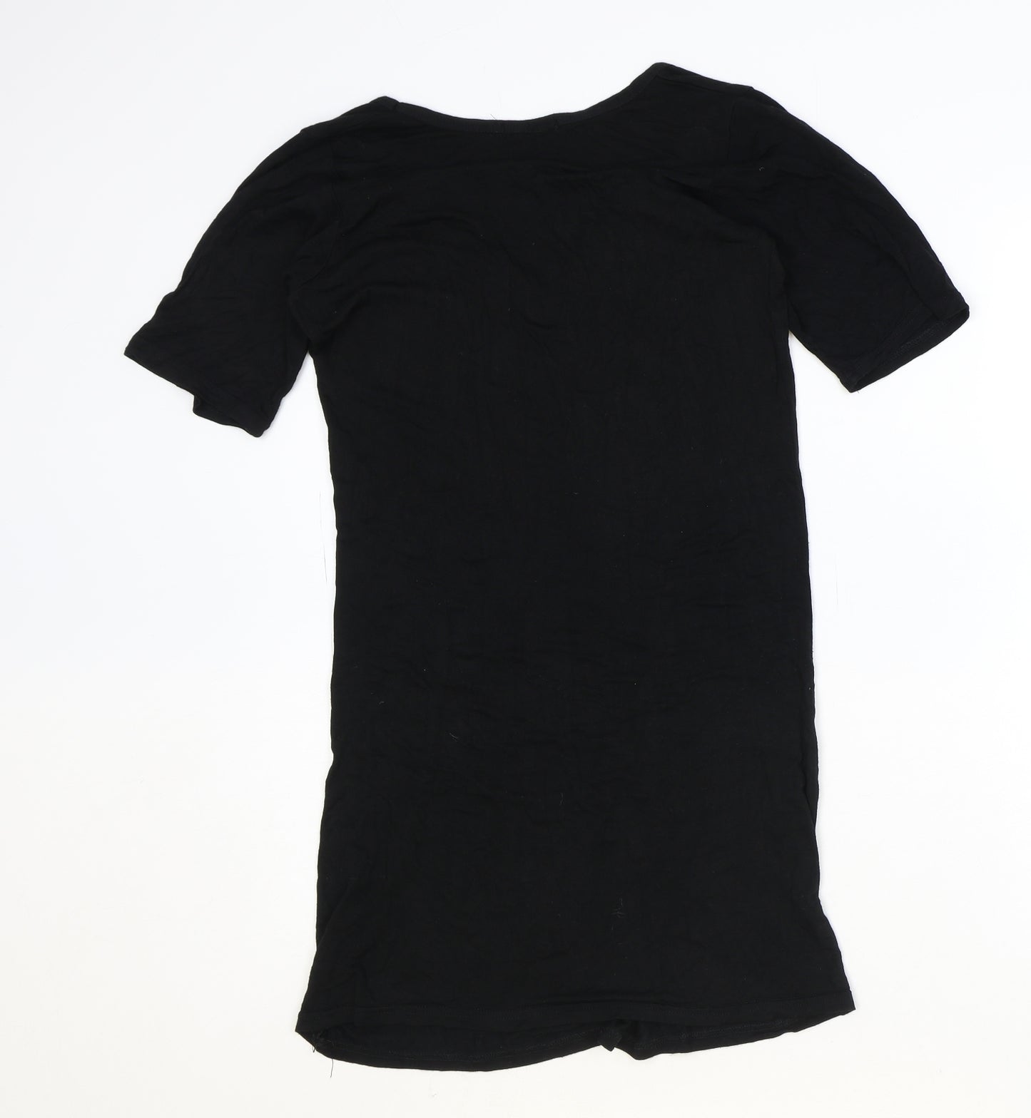 PRETTYLITTLETHING Womens Black Polyester A-Line Size 10 V-Neck Pullover