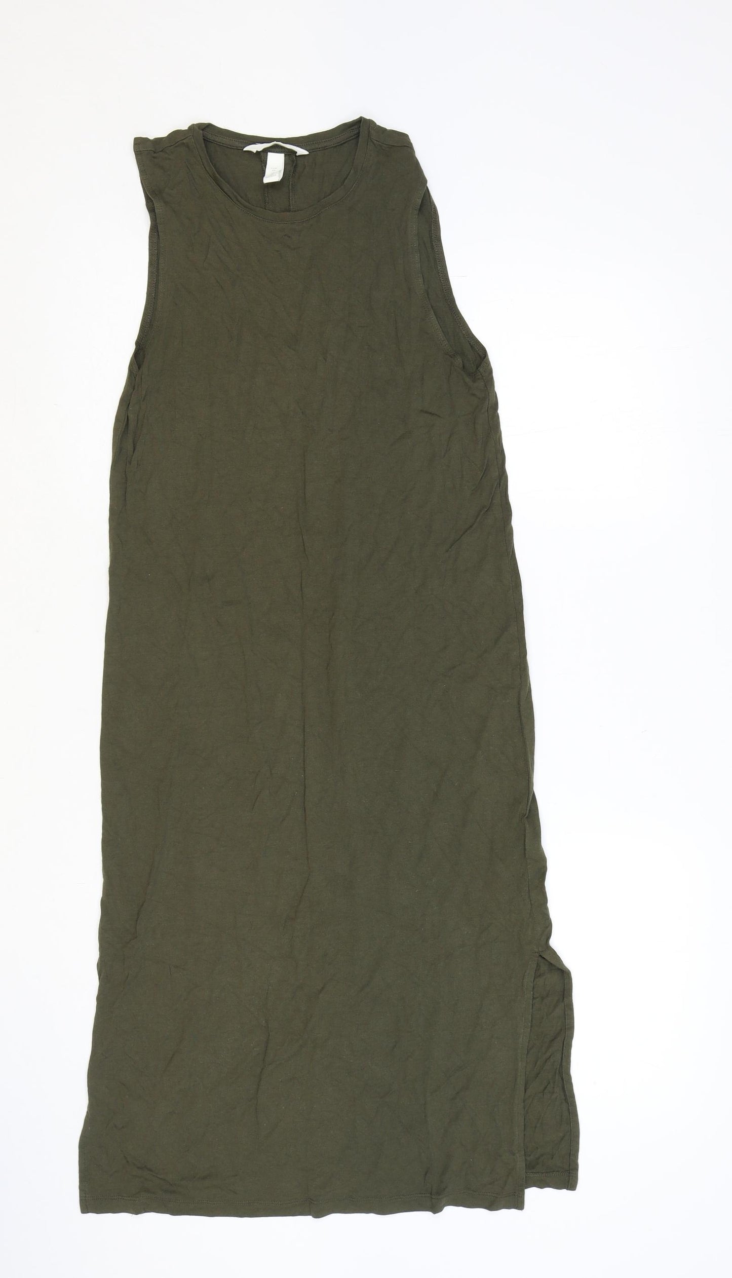 H&M Womens Green Polyester Tank Dress Size XS Round Neck Pullover