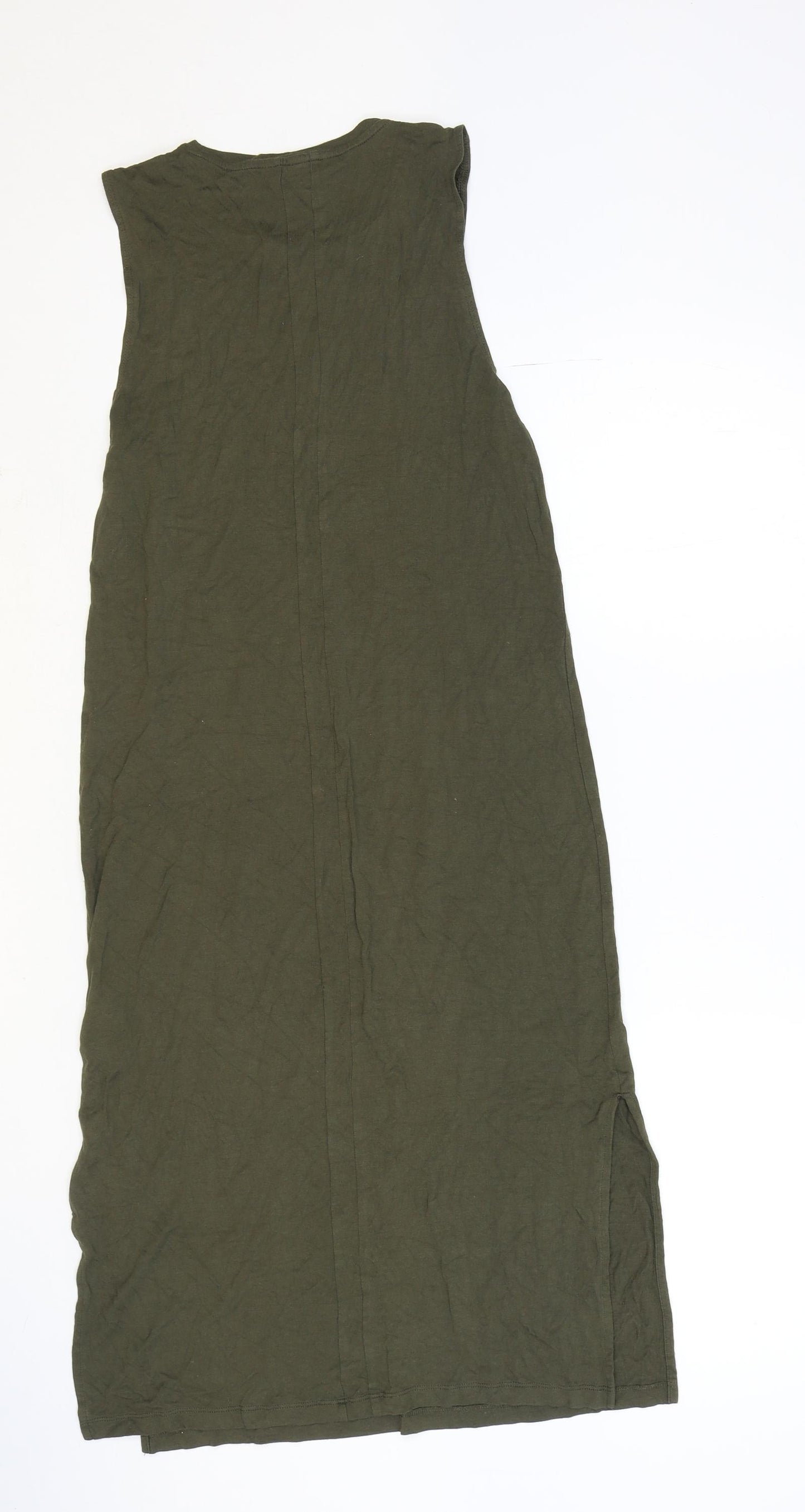 H&M Womens Green Polyester Tank Dress Size XS Round Neck Pullover