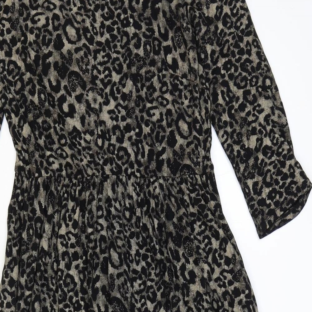 Roman Womens Brown Animal Print Viscose Maxi Size 14 Round Neck Pullover - Leopard Pattern