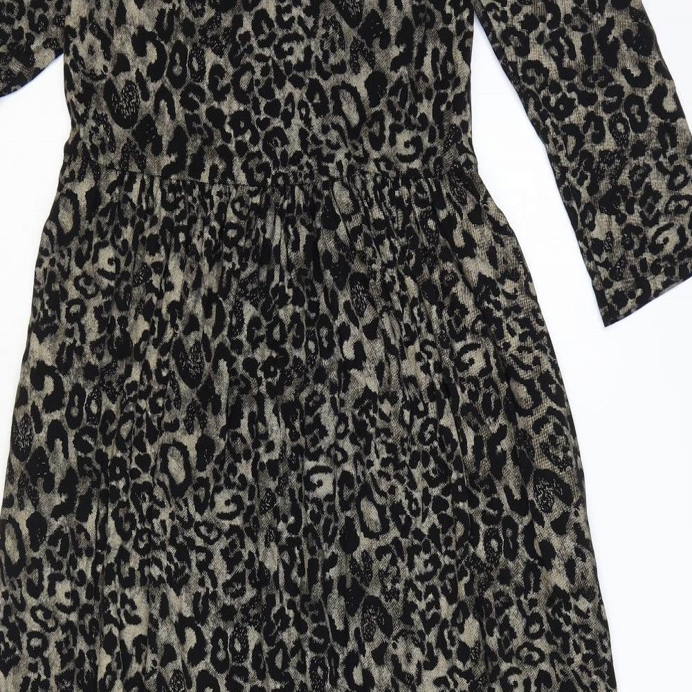 Roman Womens Brown Animal Print Viscose Maxi Size 14 Round Neck Pullover - Leopard Pattern