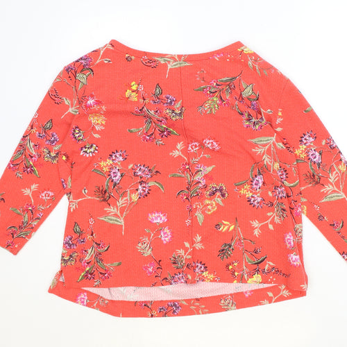 Marks and Spencer Womens Red Floral Polyester Basic Blouse Size 12 Boat Neck