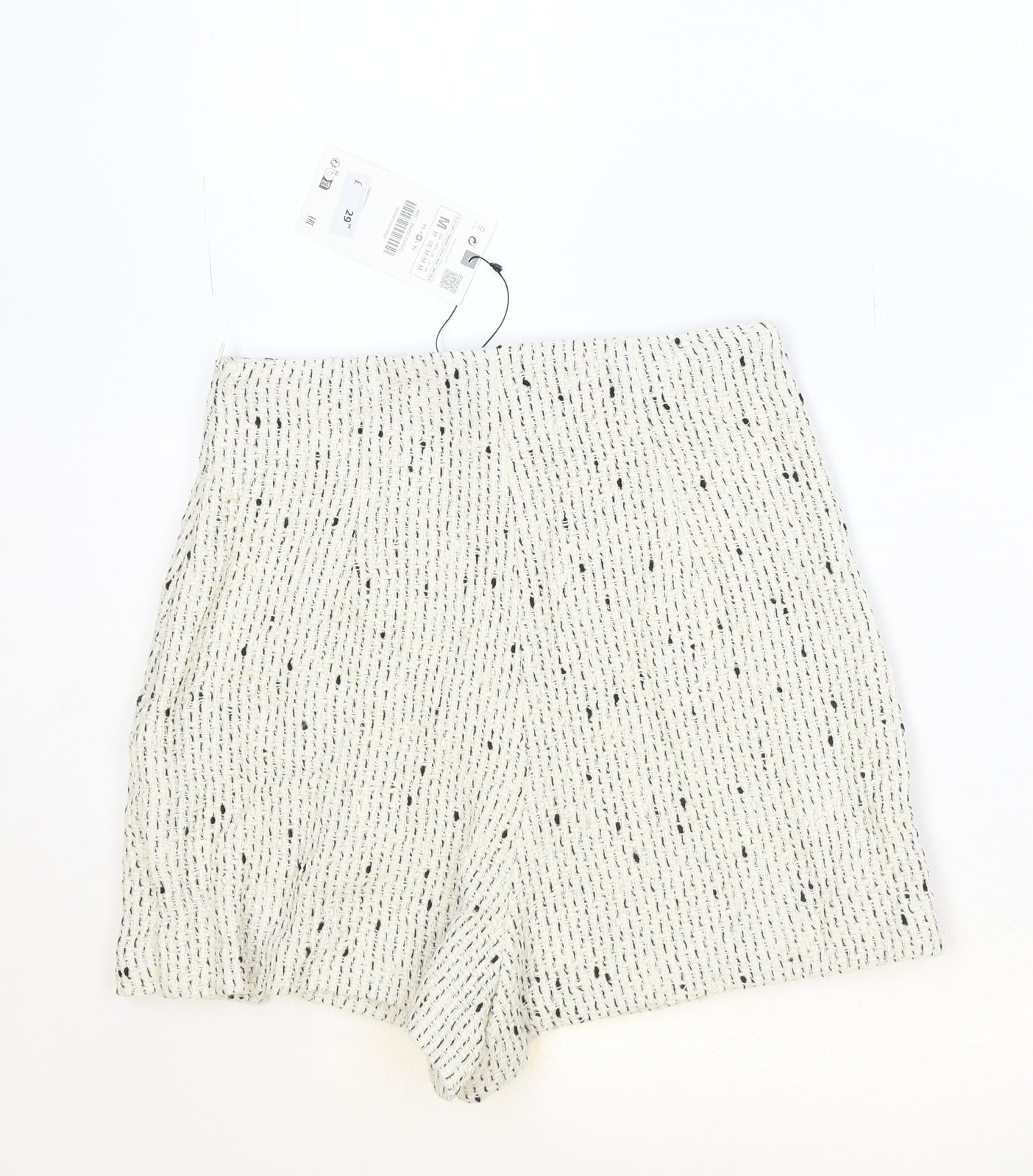 Zara Womens Beige Cotton Hot Pants Shorts Size M Regular Zip - Skort