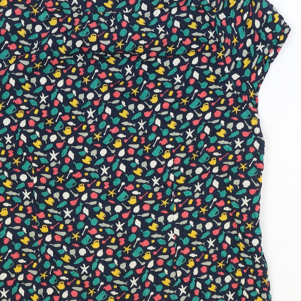 Seasalt Womens Multicoloured Geometric 100% Cotton Basic Button-Up Size 16 Collared - Seaside Pattern
