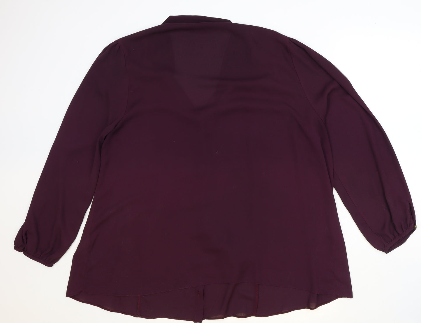 Dorothy Perkins Womens Purple Polyester Basic Blouse Size 26 V-Neck - Tie Neck Detail
