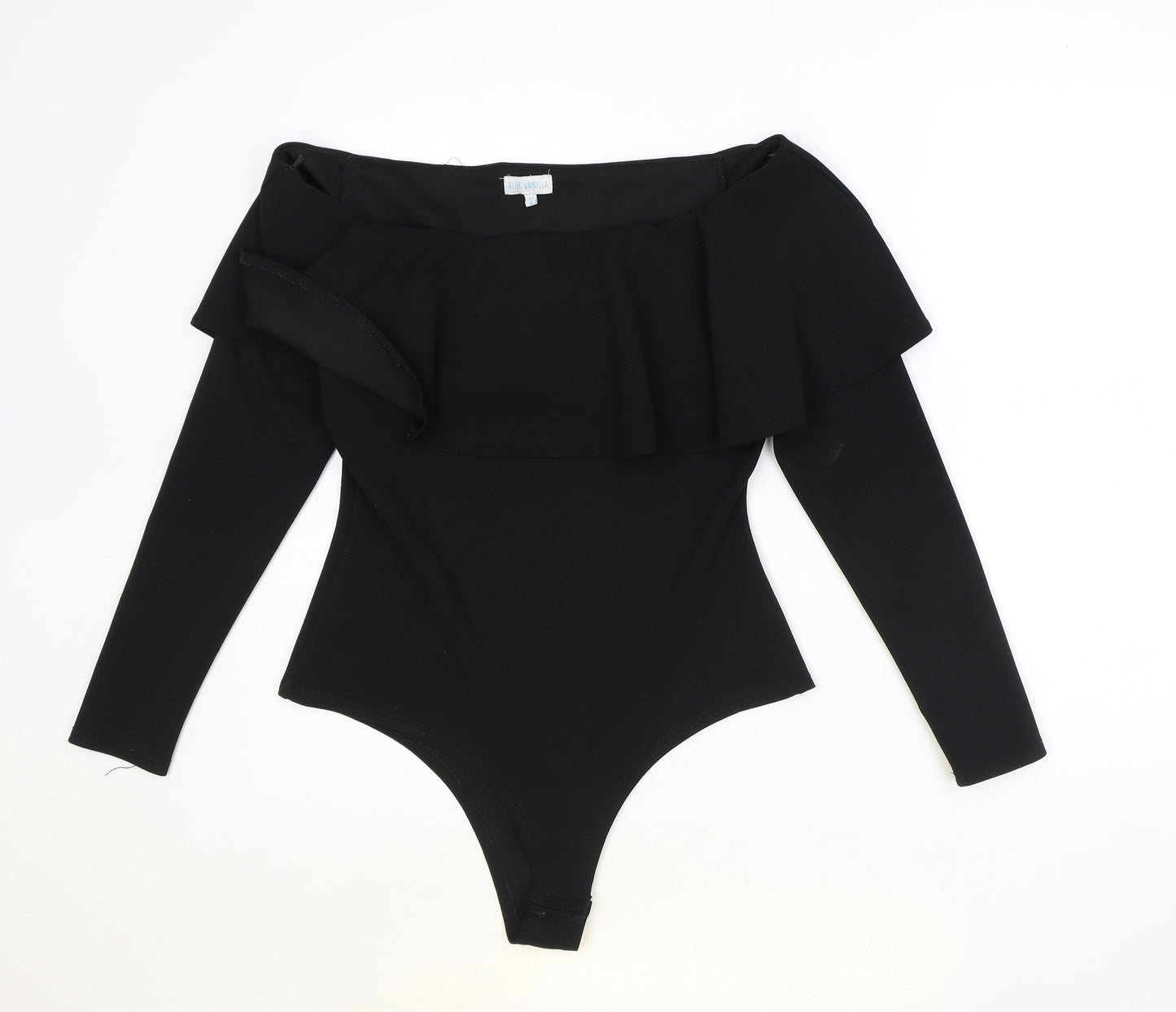Blue Vanilla Womens Black Polyester Bodysuit One-Piece Size 12 Snap