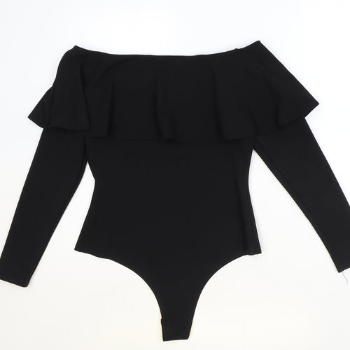Blue Vanilla Womens Black Polyester Bodysuit One-Piece Size 12 Snap