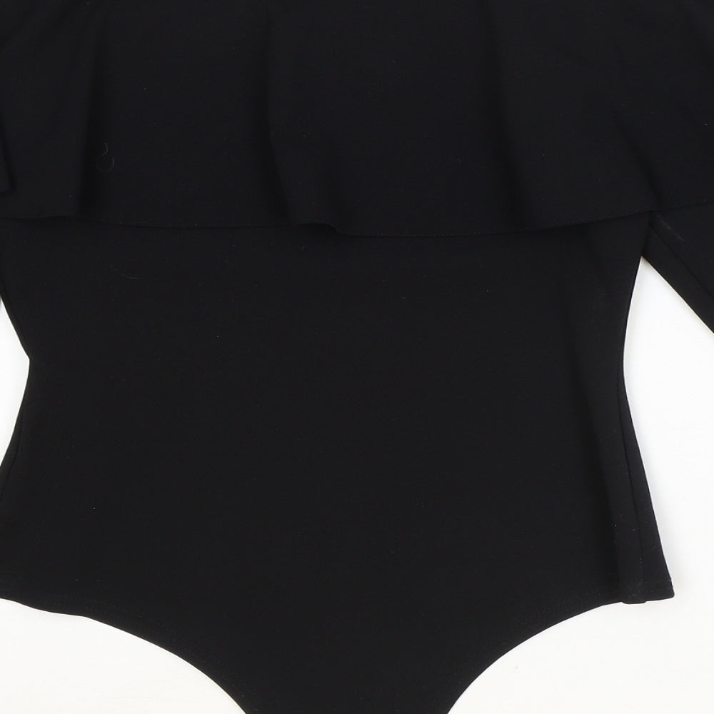 Blue Vanilla Womens Black Polyester Bodysuit One-Piece Size 12 Snap