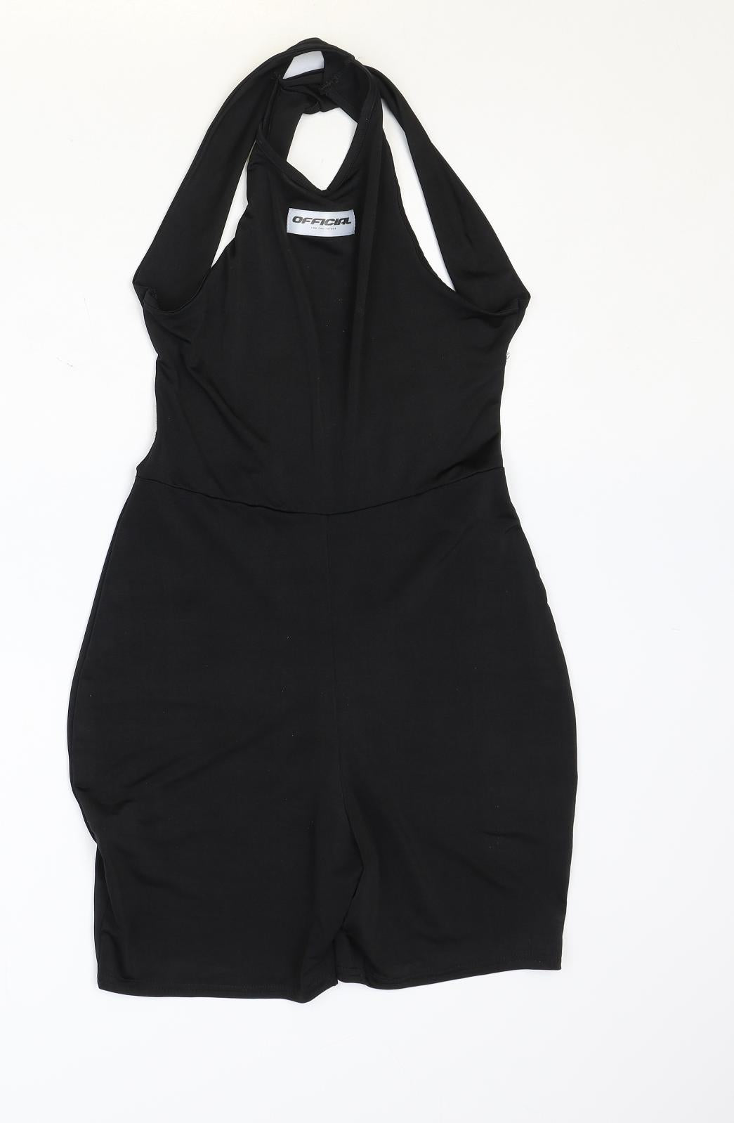 Boohoo Womens Black Polyester Unitard One-Piece Size 12 Pullover