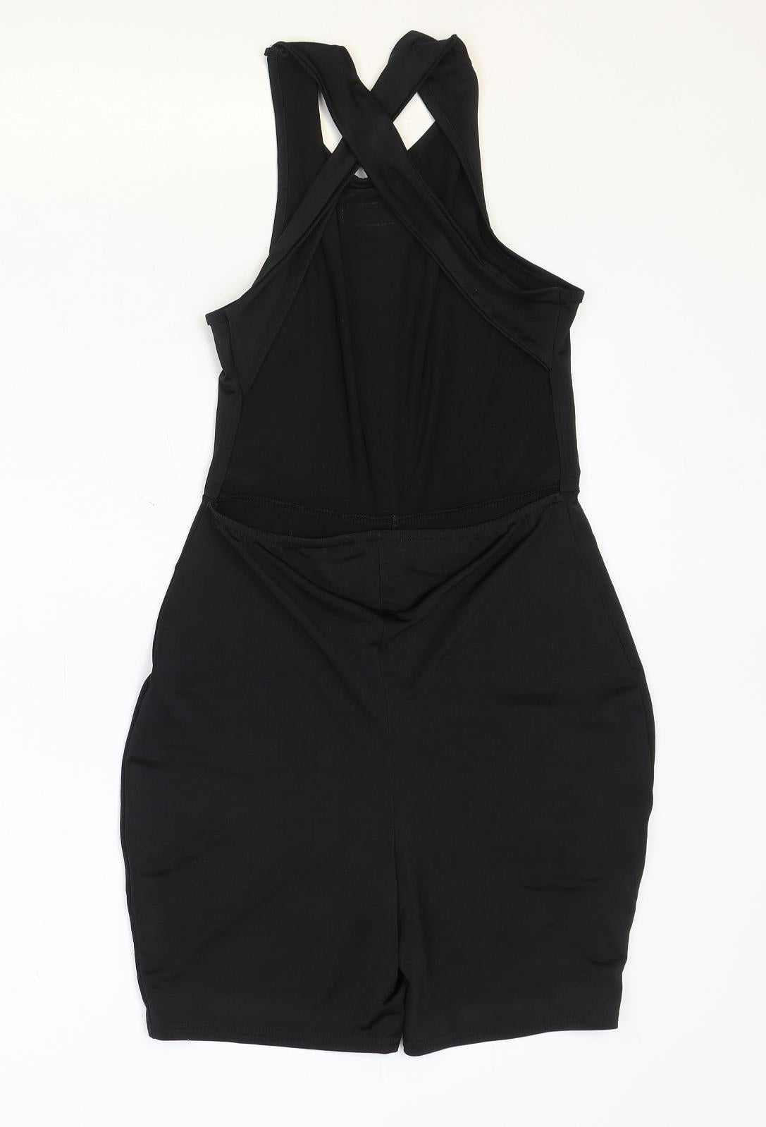 Boohoo Womens Black Polyester Unitard One-Piece Size 12 Pullover
