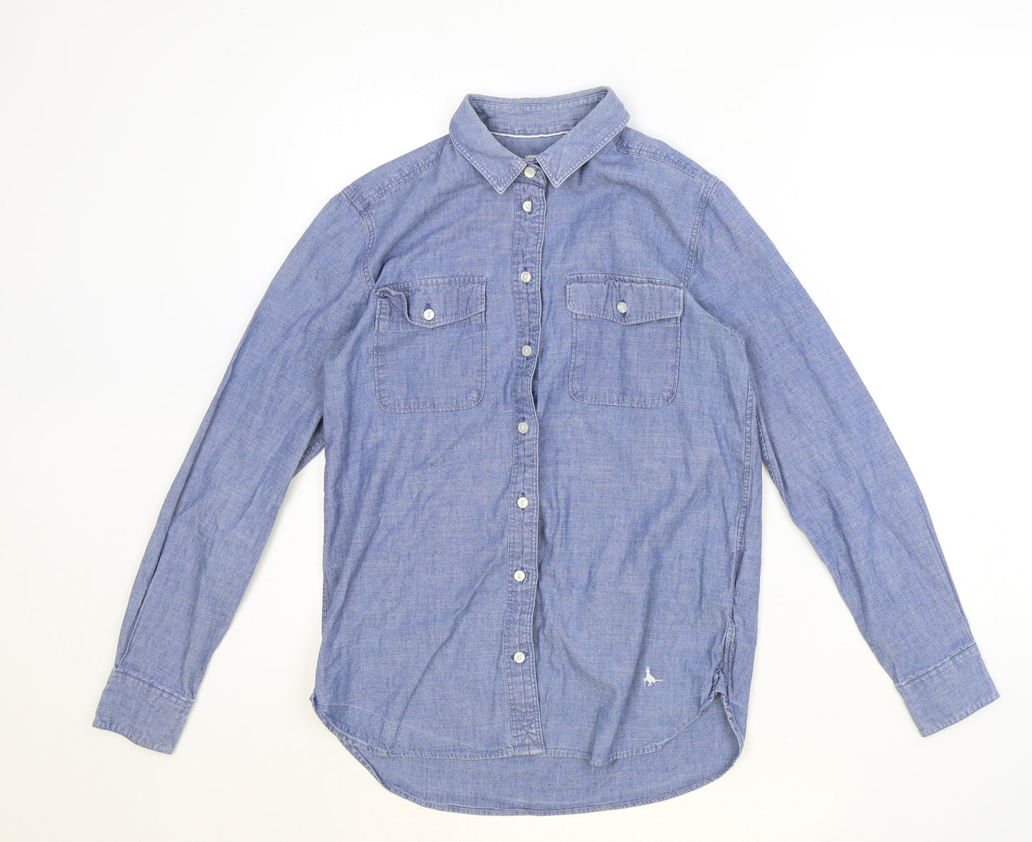 Jack Wills Womens Blue 100% Cotton Basic Button-Up Size 6 Collared