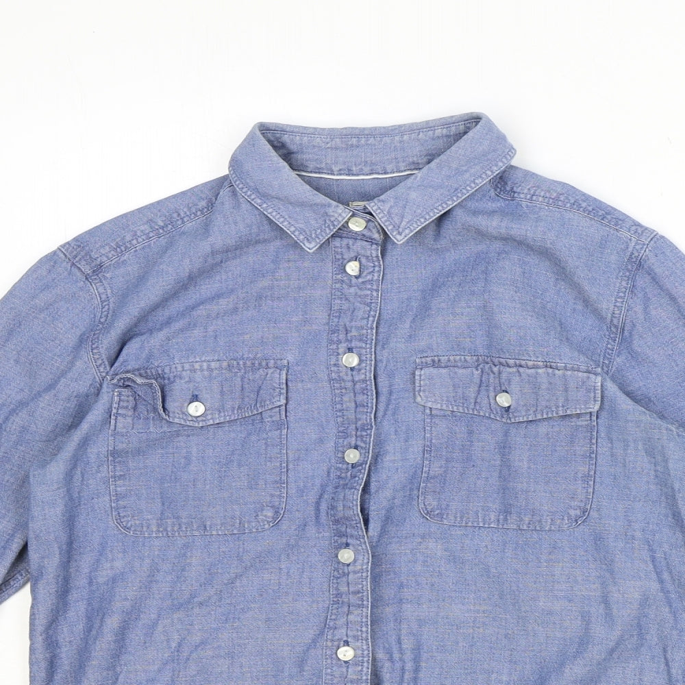 Jack Wills Womens Blue 100% Cotton Basic Button-Up Size 6 Collared
