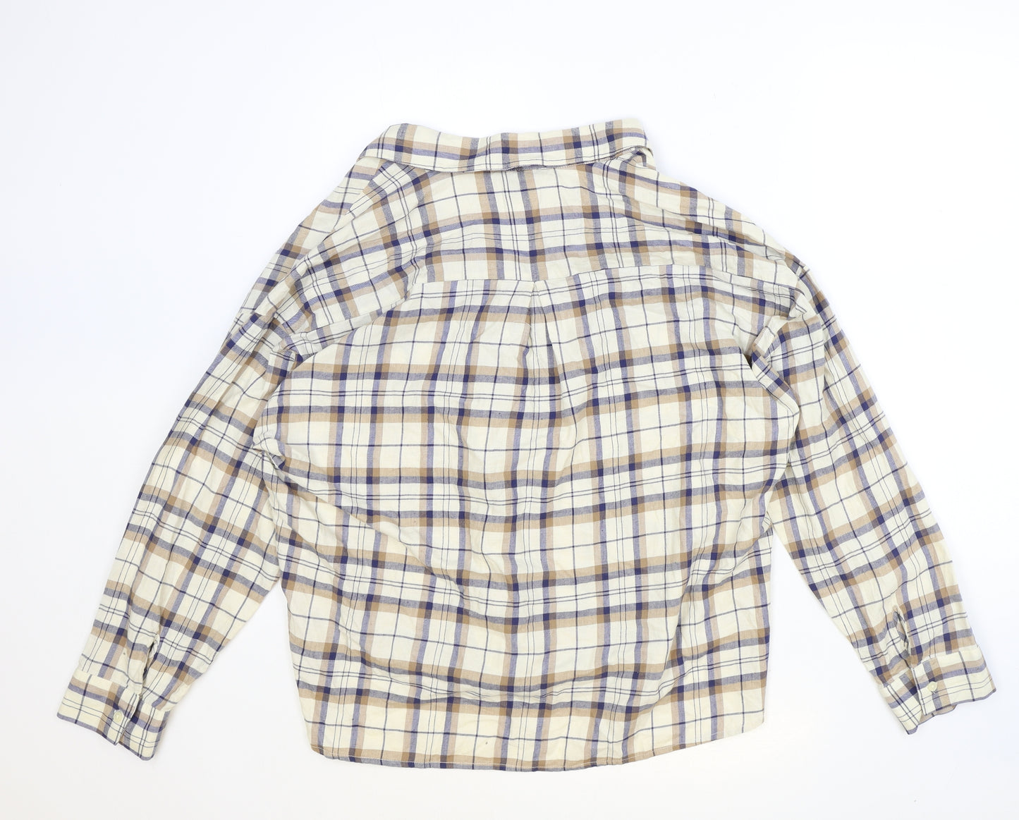Primark Womens Multicoloured Plaid 100% Cotton Basic Button-Up Size 14 Collared