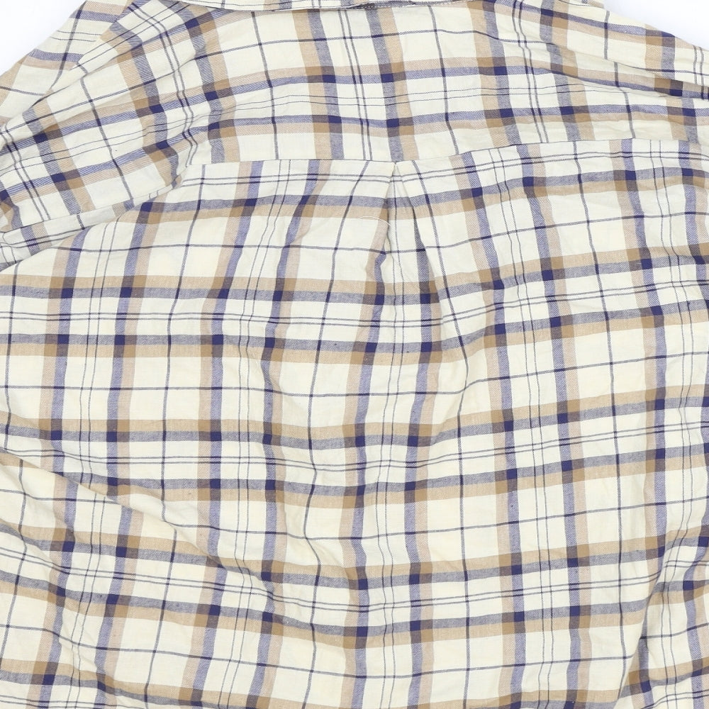 Primark Womens Multicoloured Plaid 100% Cotton Basic Button-Up Size 14 Collared