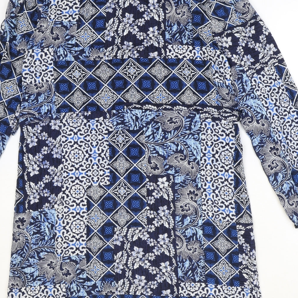 George Womens Blue Geometric Viscose Shirt Dress Size 10 Collared Button