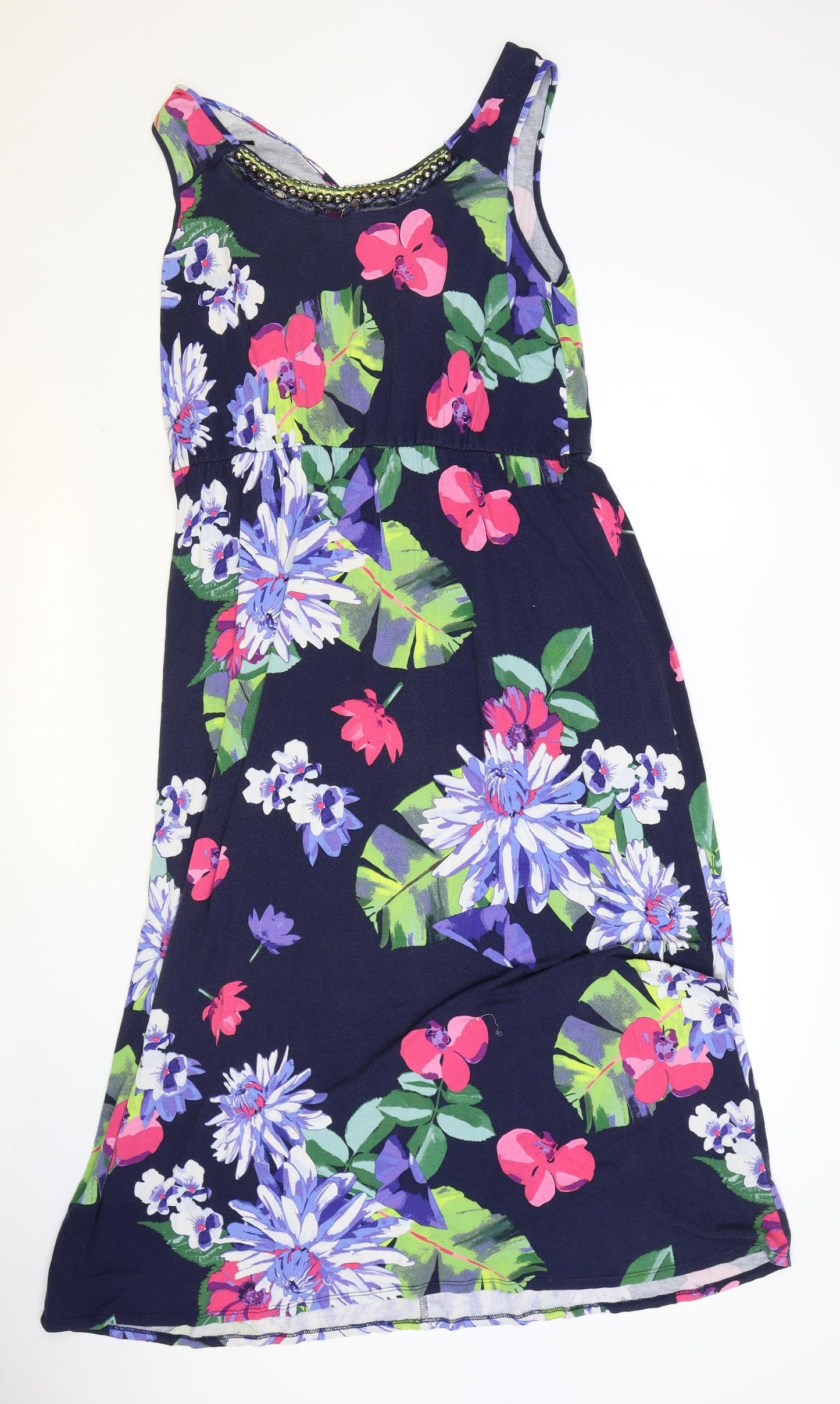 George Womens Blue Floral Viscose Fit & Flare Size 18 Round Neck Pullover