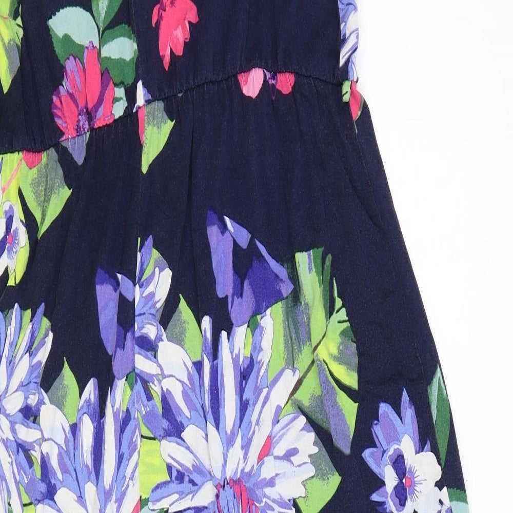 George Womens Blue Floral Viscose Fit & Flare Size 18 Round Neck Pullover