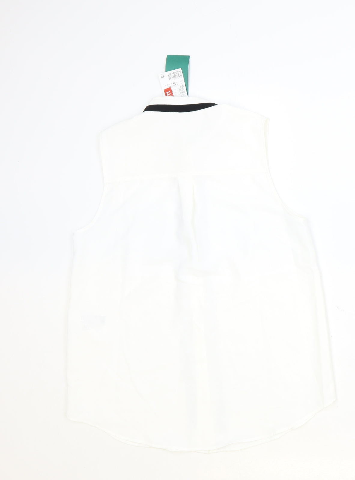 H&M Womens Ivory Polyester Basic Button-Up Size 8 Round Neck