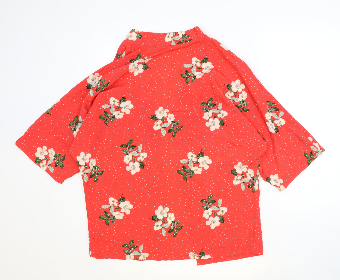 Primark Womens Red Floral Polyester Kimono Blouse Size 6 V-Neck