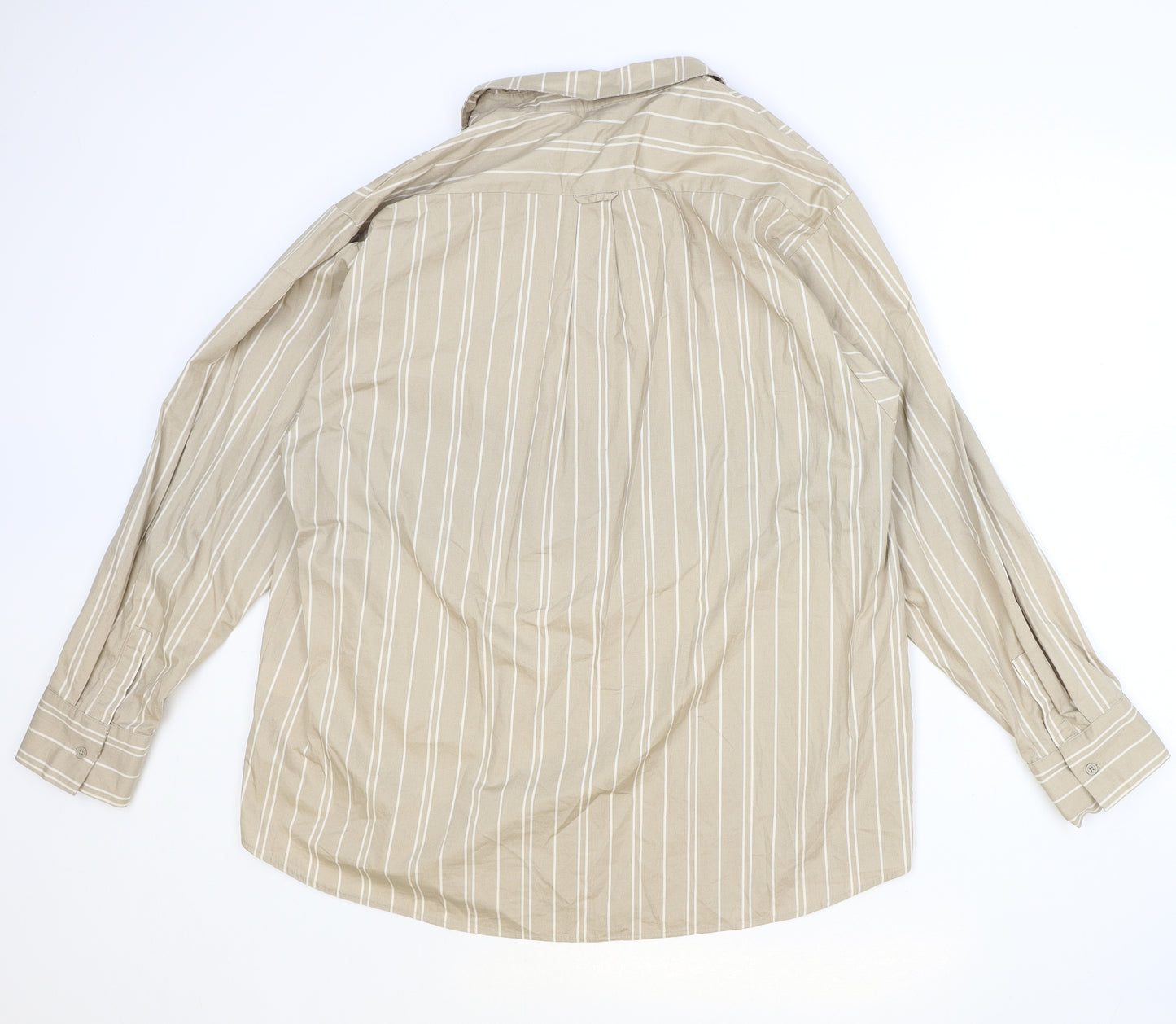 COLLUSION Womens Brown Striped 100% Cotton Basic Button-Up Size 8 Collared